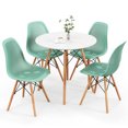 thumbnail image 1 of Costway 5 PCS Dining Table Set for 4 Persons Modern Round Table & 4 Chairs with Wood Leg Green, 1 of 8