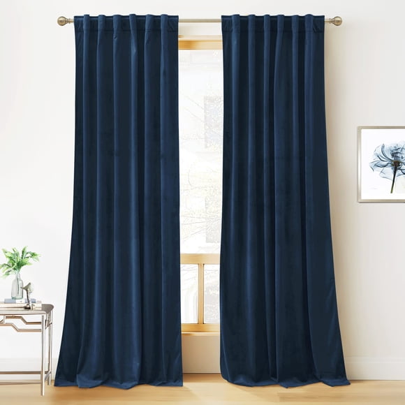 RYB HOME Velvet Curtains 96 inches - Blackout Curtains for Living Room,Thermal Insulated Noise Reducing Panels Luxury Vertical Sense Window Decor for Part