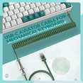 thumbnail image 3 of HAOAN T8 Clavier de Jeu 60 % 68 Touches Compact Mini Clavier Mécanique Filaire avec 18 Commutateurs Bleus Rétroéclairés RVB Chroma Câble de Clavier Bobiné USB-C pour PC Portable Mac XBOX - Bleu Blanc, 3 of 8