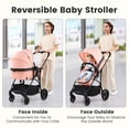 thumbnail image 3 of INFANS Poussette 2 en 1 pour Bébé, Poussette Convertible avec Berceau Siège Réversible Dossier Réglable Auvent Pliage à une Main, Poussette Compacte pour Tout-Petits pour Enfants Nourrissons Nouveau-Nés 0-36 Mois, 3 of 9
