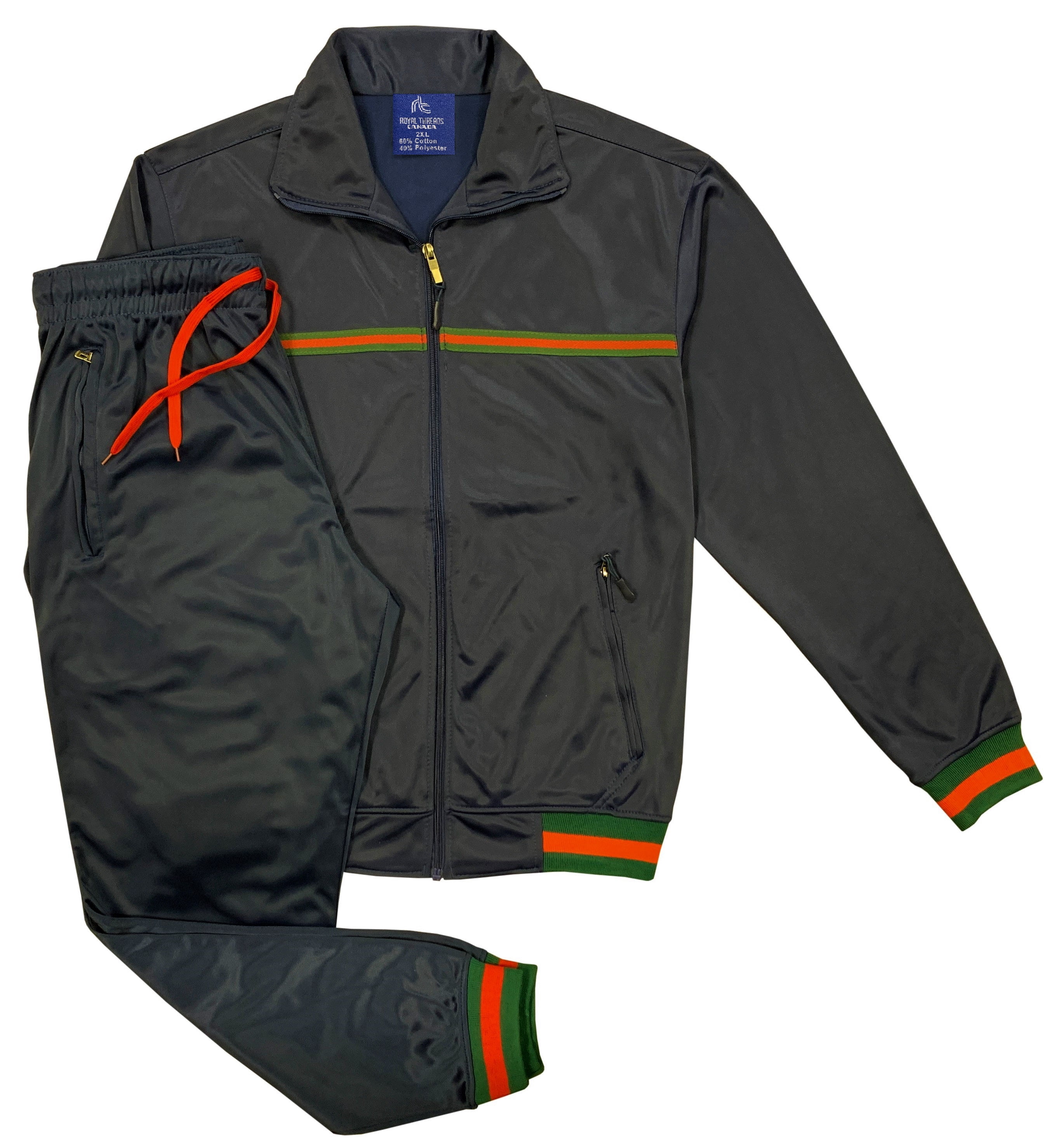 Men's StarLight Active Fashion Stripe Jogger Track Jacket & Trackpants 2 Piece Set