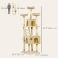 thumbnail image 2 of 71-Inch Multi-Level Cat Tree Activity Center with Sisal Scratching Posts, 2 Condos, 7 Perches and Toys, Beige Plush Cat Tower for Indoor Living Room and Bedroom Play and Rest, 2 of 7