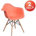 thumbnail image 4 of 2 Pk. Alonza Series Peach Plastic Chair with Wooden Legs, 4 of 7