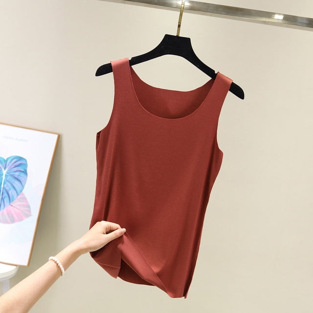 lSLJS Women Tank Summer Solid Color Round-Neck Sleeveless Casual Tunic Tops Blouse, Womens Tank Tops