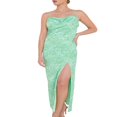 thumbnail image 2 of MesaSe Femmes Col Capot Bretelles Spaghetti Midi Robe Côté Fendue Sans Manches Dos Froncé Bodycon Formelle Longues Robes, 2 of 4