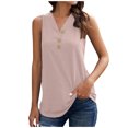 thumbnail image 1 of Mode Femme Ample Couleur Unie Décontractée Sans Manches T-shirt Col en V Blouse, 1 of 9