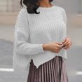 thumbnail image 2 of Timegard Hauts en Tricot pour Femmes Col Ras du Cou Fendu Manches Longues Court Chandail Automne Hiver Chandails Amples, 2 of 6