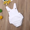 thumbnail image 2 of Infant Baby Cotton Romper Sleeveless Sling Solid Color Jumpsuit White 18-24 Months, 2 of 5