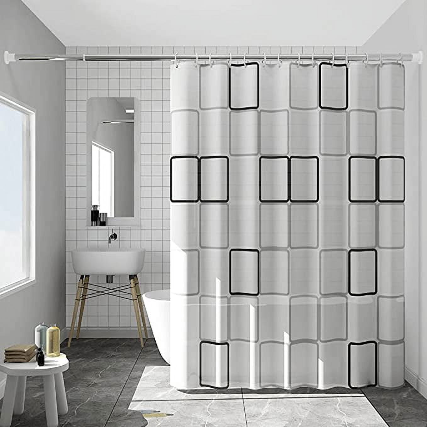 Jinsinto Shower Curtain, Waterproof, Shower Curtain Liners for Bathtub and Bathroom, Bath Curtains with Hooks 180 x 180 cm
