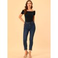 thumbnail image 3 of INSPIRE CHIC Women's Off The Shoulder Tops Short Sleeve Cropped Blouse Black L, 3 of 6