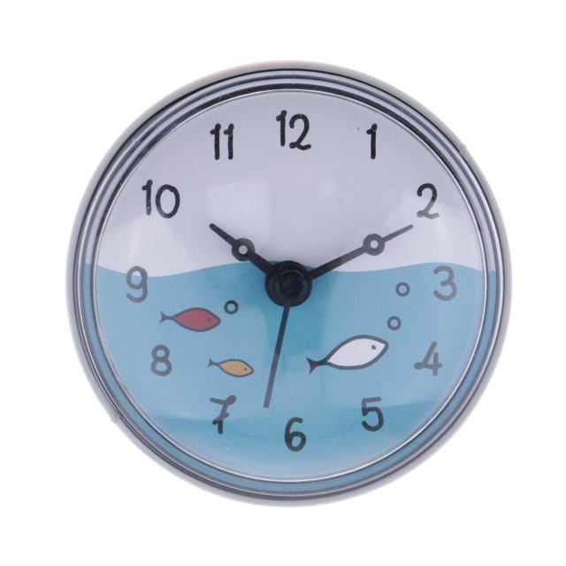 jifeng Bathroom Kitchen Clock w/ Suction Cup Waterproof Analog Display Gift Gray A-Gray