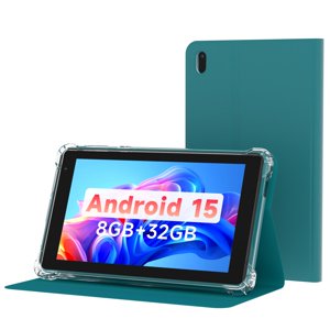 PEICHENG Tablet with Protective Case 7"" IPS 1024 * 600 Android 15.0 Tab PC RAM 8GB(3+5Expand)+ROM 32GB Bluetooth 5.0 WiFi6 2.4G+5G 2MP+5MP Dual Cameras (Blue)