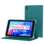 PEICHENG Tablet with Protective Case 7"" IPS 1024 * 600 Android 15.0 Tab PC RAM 8GB(3+5Expand)+ROM 32GB Bluetooth 5.0 WiFi6 2.4G+5G 2MP+5MP Dual Cameras (Blue)