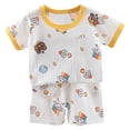 thumbnail image 1 of BOBOGOJP Pyjama 2 Doux à Manches Courtes Ensemble de Pyjama d'Été Extensible Court Vêtement de Nuit Grand (Jaune, 2-3 Ans), 1 of 6
