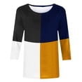 thumbnail image 4 of IROINID Rabais T-Shirts pour Femmes à Manches 3/4 Imprimés T-shirt Ample Blouse Mi-Longue Col Rond Hauts de Détente, Orange, 4 of 4