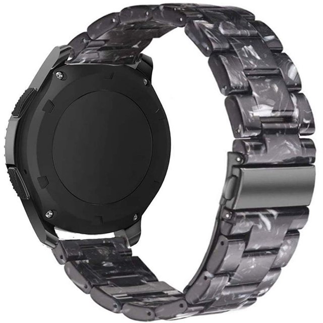 Bracelet en Résine Compatible avec Samsung Galaxy Watch Active 2 (44mm/40mm)/Active, Galaxy Watch 42mm R810, Gear Sport, Gear S2 Classic, Ticwatch E, Bracelet de Mode pour Femmes et Hommes (Noir)