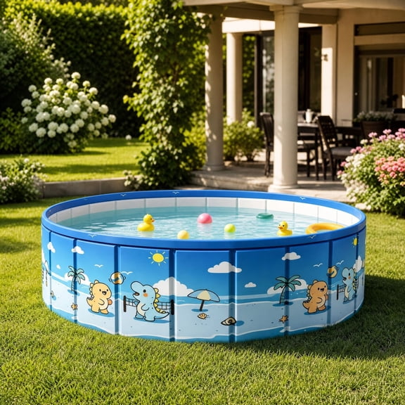 Foldable Kids Paddling Pool Portable No Water Play Pool Outdoor Swimming Pool For Backyard Garden Beach