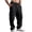 Black, variant on hoksml Men's Cargo Pants with Drawstring Waist Solid Color Casual Work Pants Elastic Waistband Multiple Pockets Straight Leg Trousers