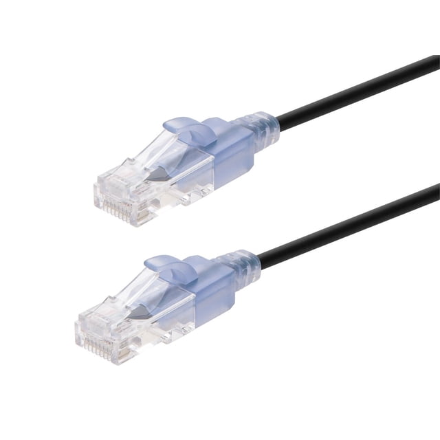 Monoprice Cat6A Patch Ethernet Cable - 3 Pieds - Noir UTP, 30AWG, 10G, Cuivre Pur Nu, RJ45 Sans Accroc, pour Câble de Réseau Informatique, LAN, Modem, Routeur - SlimRun Series