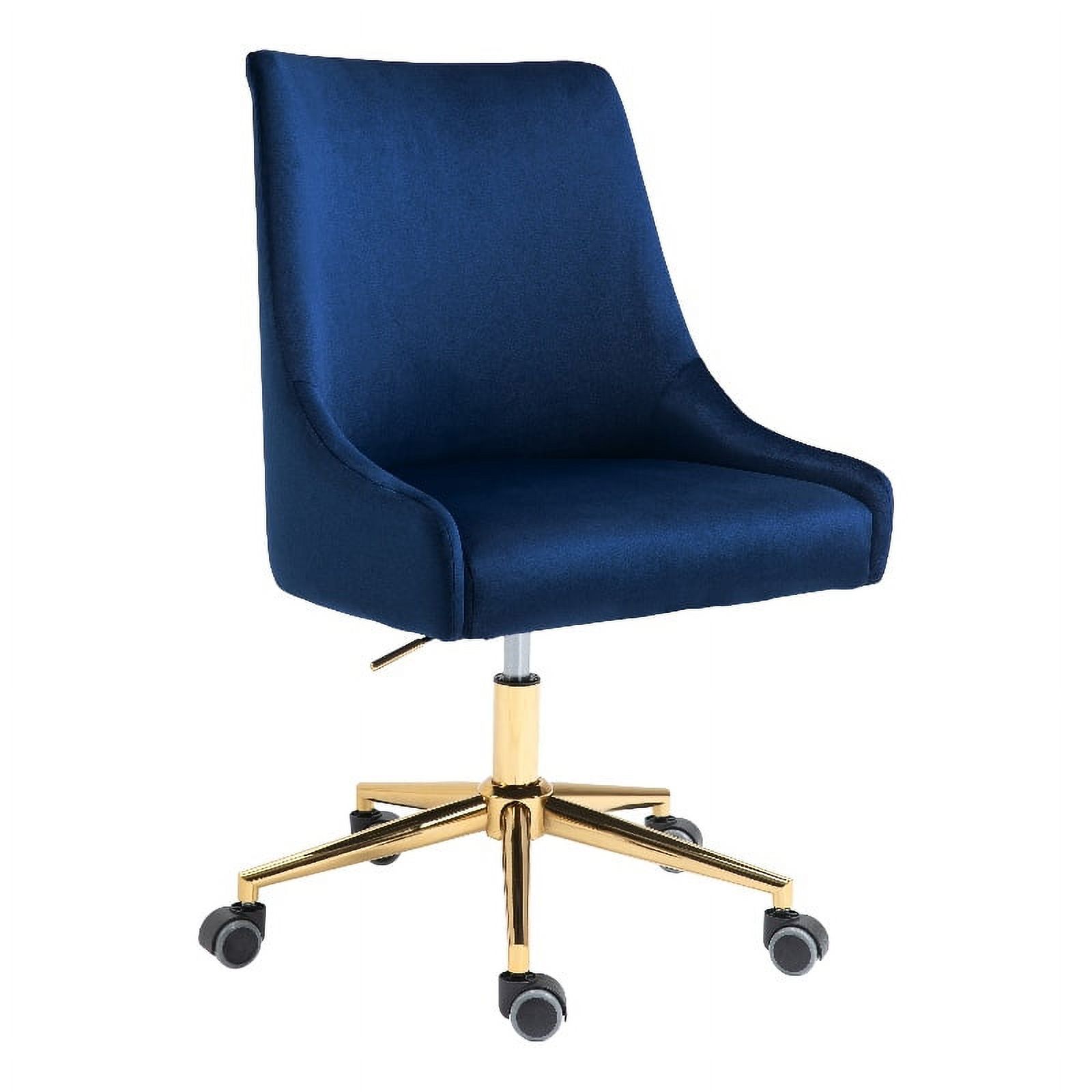 Meridian Furniture Karina Chaise de Bureau Pivotante Réglable en Velours Bleu Marine et Or