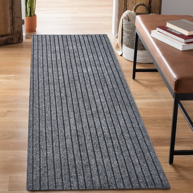 ANTPOP Runner Rug Outdoor Hallway Carpet Runners Non Slip Area Rugs Entrance Mat Indoor for Entryway Kitchen 4'x4',Striped Gray