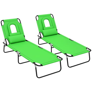 Outsunny 2PCS Adjustable Outdoor Lounge Chair, Garden Folding Chaise Lounge