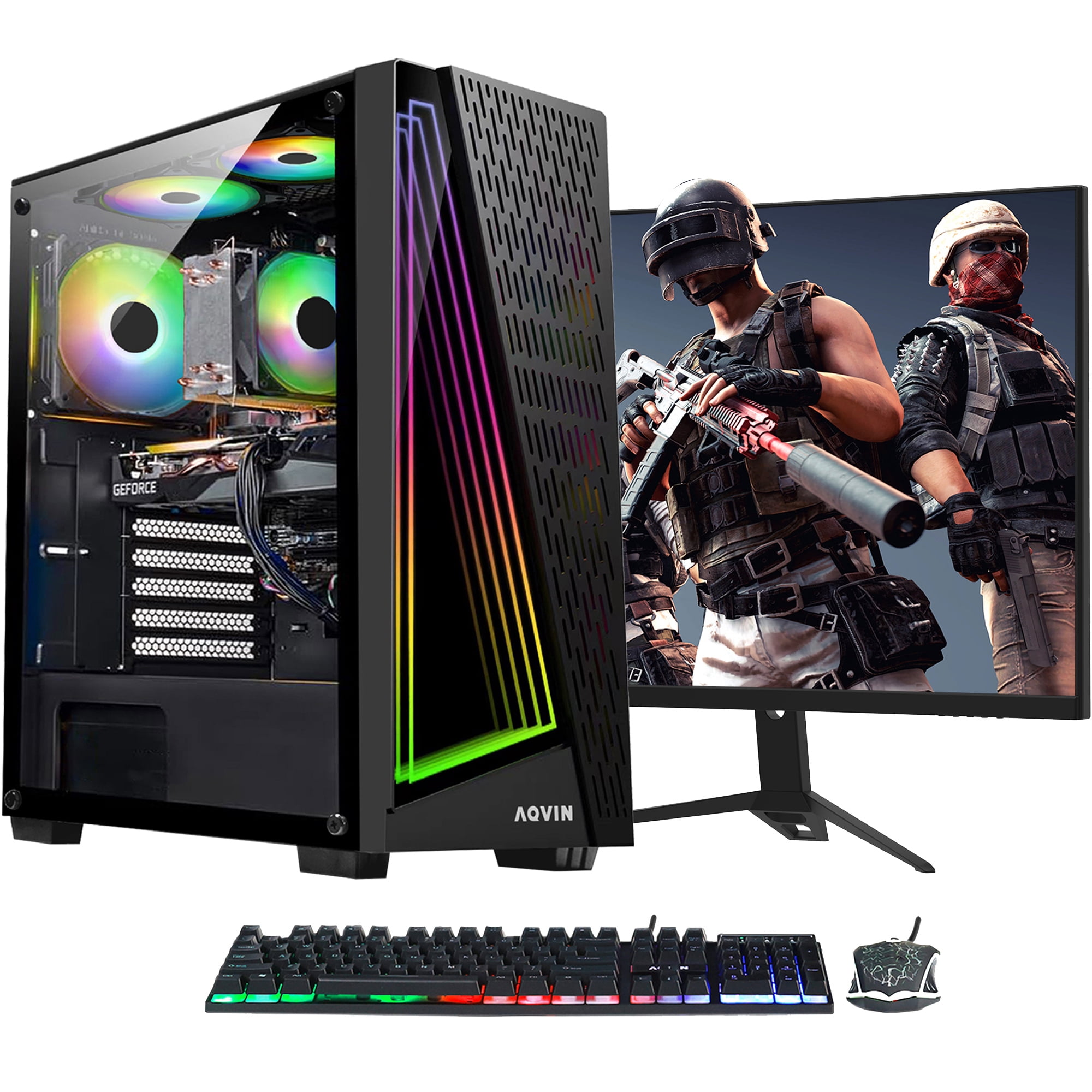AQVIN Gaming PC AQ50 Tower Desktop Computer, Intel Core i7 CPU, RTX 3060 12GB Graphics Card, New 1TB SSD (Fast Boot), 32GB DDR4 RAM, 27 inch gaming Monitor,Windows 11 Pro, WiFi + Bluetooth Adapter