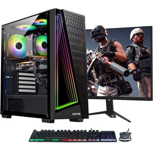 AQVIN Jeu PC AQ50 Ordinateur de bureau tour, Intel Core i7 CPU, RTX 3060 12GB Carte graphique, nouvelle 1TB SSD ("Fast Boot", 32GB DDR4 RAM, 27 Moniteur de jeu inch,Windows 11 Pro, WiFi + Adaptateur Bluetooth