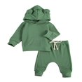 thumbnail image 1 of Newborn Baby 2-piece Long Sleeve Solid Color Hoodie and Pants Outfit Set, 1 of 7