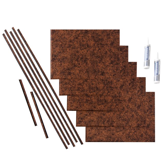 Fasade Hammered Vinyl Backsplash Kit 15 sq ft Moonstone Copper