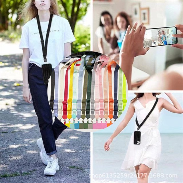 Universal Phone Lanyards Crossbody Patch Traveling Hiking Portable Anti-lost Lanyard Detachable Neck Hanging Rope Strap Outdoor Smartphone Yellow