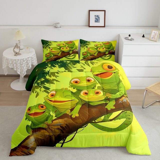 YST Cartoon Lizard Comforter Set, Spring Theme, King Size
