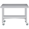 thumbnail image 1 of Stainless Steel Prep Table – Heavy Duty Outdoor Kitchen – Adjustable Undershelf & Backsplash – 4 Lockable Casters – Commercial Work Table – Patio, Restaurant & BBQ – 30x60", 1 of 7