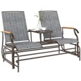 thumbnail image 1 of Outsunny Outdoor Glider Bench Loveseat, 2-Person Swing Chair with Table, 1 of 10