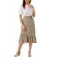 thumbnail image 2 of Unique Bargains Women's Floral Elastic Waist Ruffle High Low Hem Skirts, 2 of 6