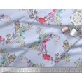 thumbnail image 3 of Soimoi Blue Poly Georgette Fabric Insect,Rose & Wreath Flower Print Fabric by The Yard 42 Inch Wide, 3 of 3