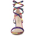 thumbnail image 3 of BLISSFUL STEP Sandales à Talons Aiguilles à Lacets Teinture sur Nœuds pour Femmes, 3 of 7