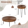 thumbnail image 3 of Costway Farmhouse Round CoffeeTable Set of 2 End Table Natural Finish for Living Room Brown, 3 of 10