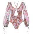 thumbnail image 4 of Qertyioot Maillot de Bain Mode pour Femmes, Bikini à Col en V Imprimé à Liens, 4 of 7