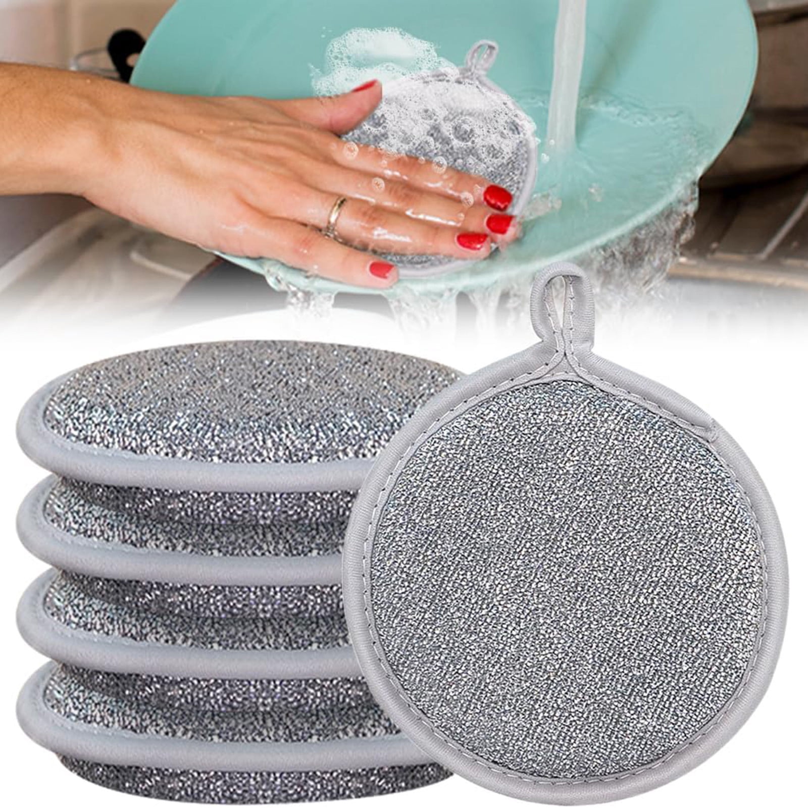 Dvkptbk Sided Dishwashing Sponge Double Sided High Elastic Circular Sponge Wiping Sponge Block for Kitchen Dishwashing 10PC