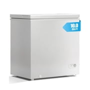 TABU 10.0 Cu.Ft Chest Freezer, Small Deep Freezer with Removable Basket, Adjustable Temperature, for Home/Office/Garage/Bar, White