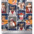 thumbnail image 1 of Soimoi Rayon Fabric Paw,Hat & Animals Patchwork Fabric Prints by Yard 56 Inch Wide, 1 of 3