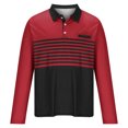 thumbnail image 4 of RXIRUCGD Hommes Décontracté Uni à Rayures à Boutons Manches Longues Col Rabattu Blouse Chemise Hauts, Rouge, Taille : M, 4 of 6