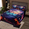 thumbnail image 2 of Erosebridal Halloween Castle Gothic Horror Pumpkin Print King Bedspread Set, 2 of 6