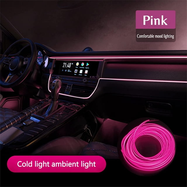 Suncoda Interior Ambient Light, Car Cold Lamp Interior Guide LED Lamp El Luminous Line 5 Meters + 5V USB Drive Universal Car Decorative Lamp
