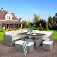thumbnail image 2 of Costway 7 PCS Patio Rattan Dining Set Sectional Sofa Couch Ottoman Garden White, 2 of 10