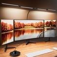 thumbnail image 1 of BINNIWEN Desk Lamp, Clamp 24W, Ultra Wide 4 Head Bars, 5 Color Modes Dimming, Multi-Screen Setup Desk Light for Home Office, Architect (Black, Adapte, 1 of 9