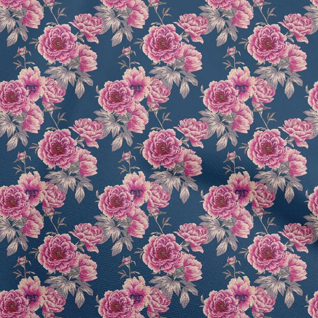 oneOone Polyester Spandex Blue Fabric Florals Sewing Craft Projects Fabric Prints By Yard 56 Inch Wide