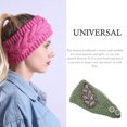 thumbnail image 2 of fastboy Crochet Headbands Winter Leaves Pattern with Rhinestones Elastic Head Protector Wide Warm Chunky Hair Accessories for Girls Pickle Green, 2 of 5