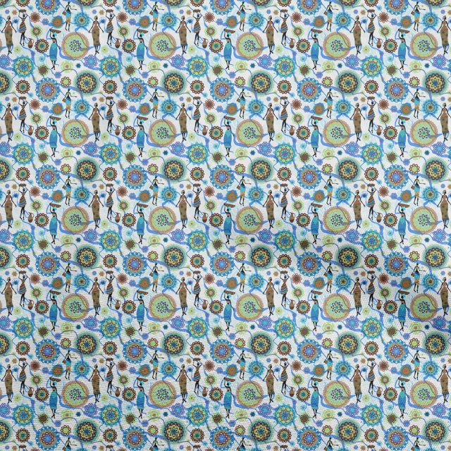 oneOone Rayon Light Green Fabric African Sewing Craft Projects Fabric Prints By Yard 56 Inch Wide